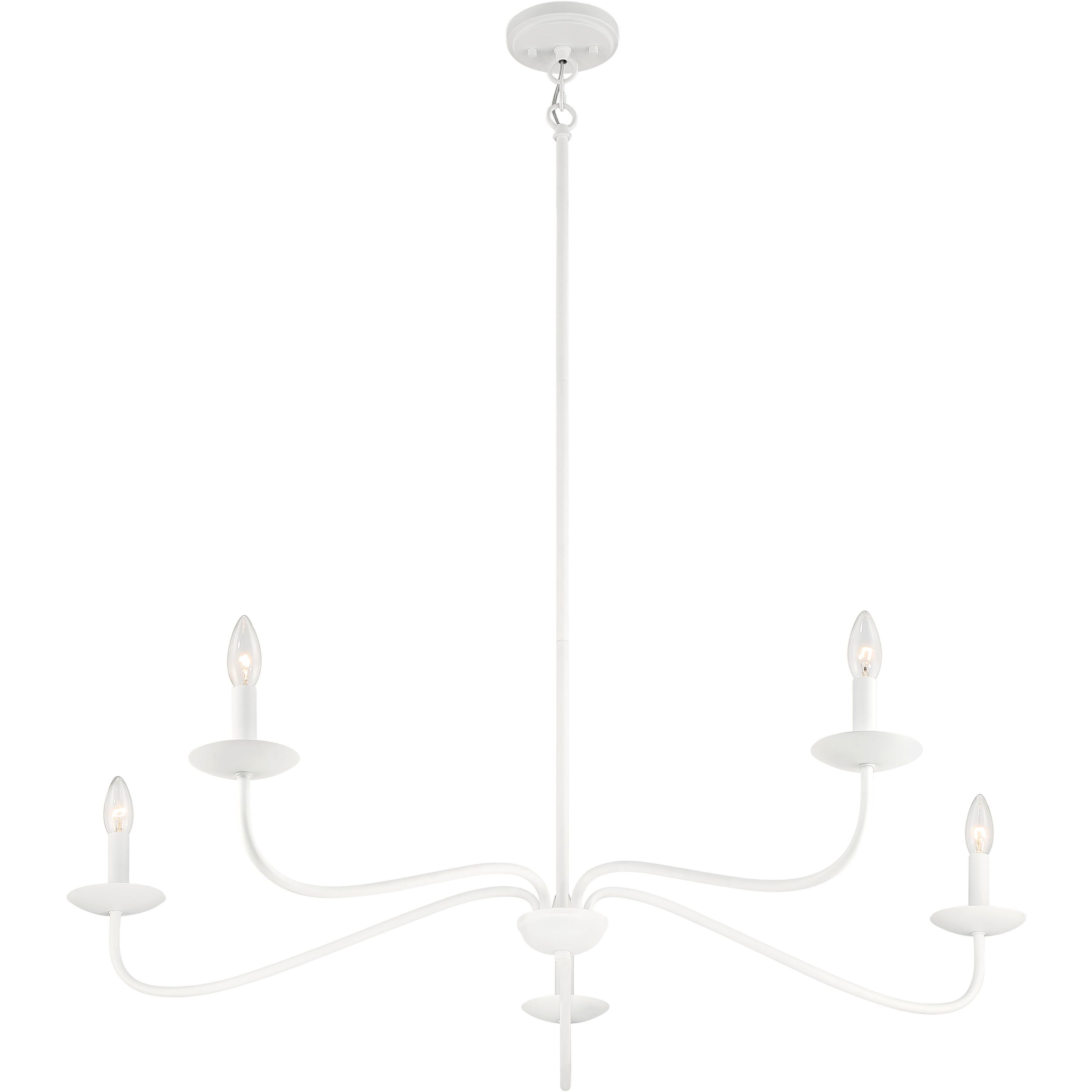 Traditional 5 Light 42 inch Bisque White Chandelier Ceiling Light